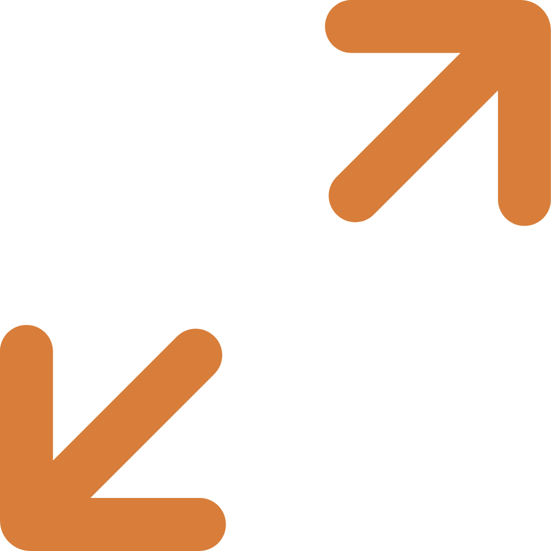 Arrow pointing up and to the right in orange, arrow pointing down and to the left in orange, with the phrase 'Double Arrow' in black text.