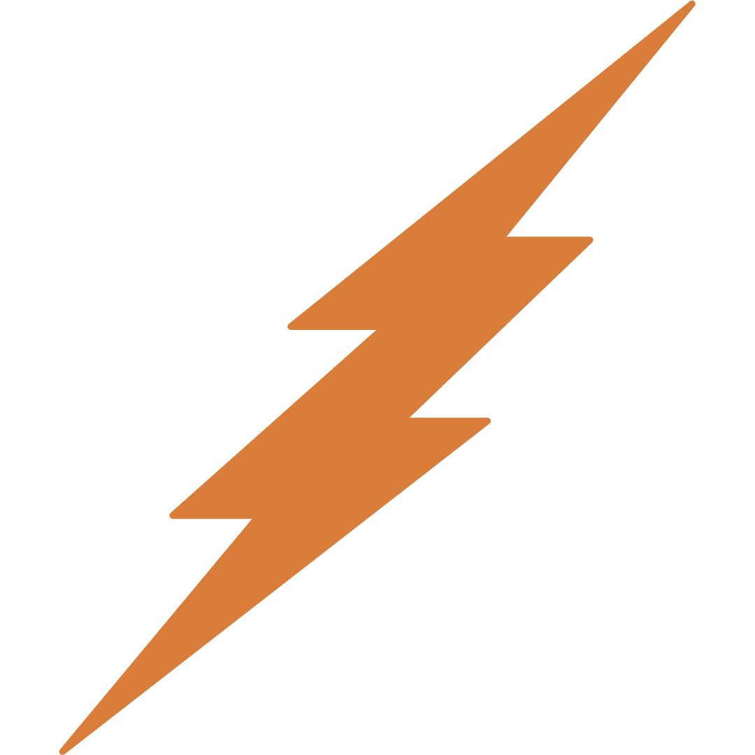 Orange lightning bolt icon on a black background.
