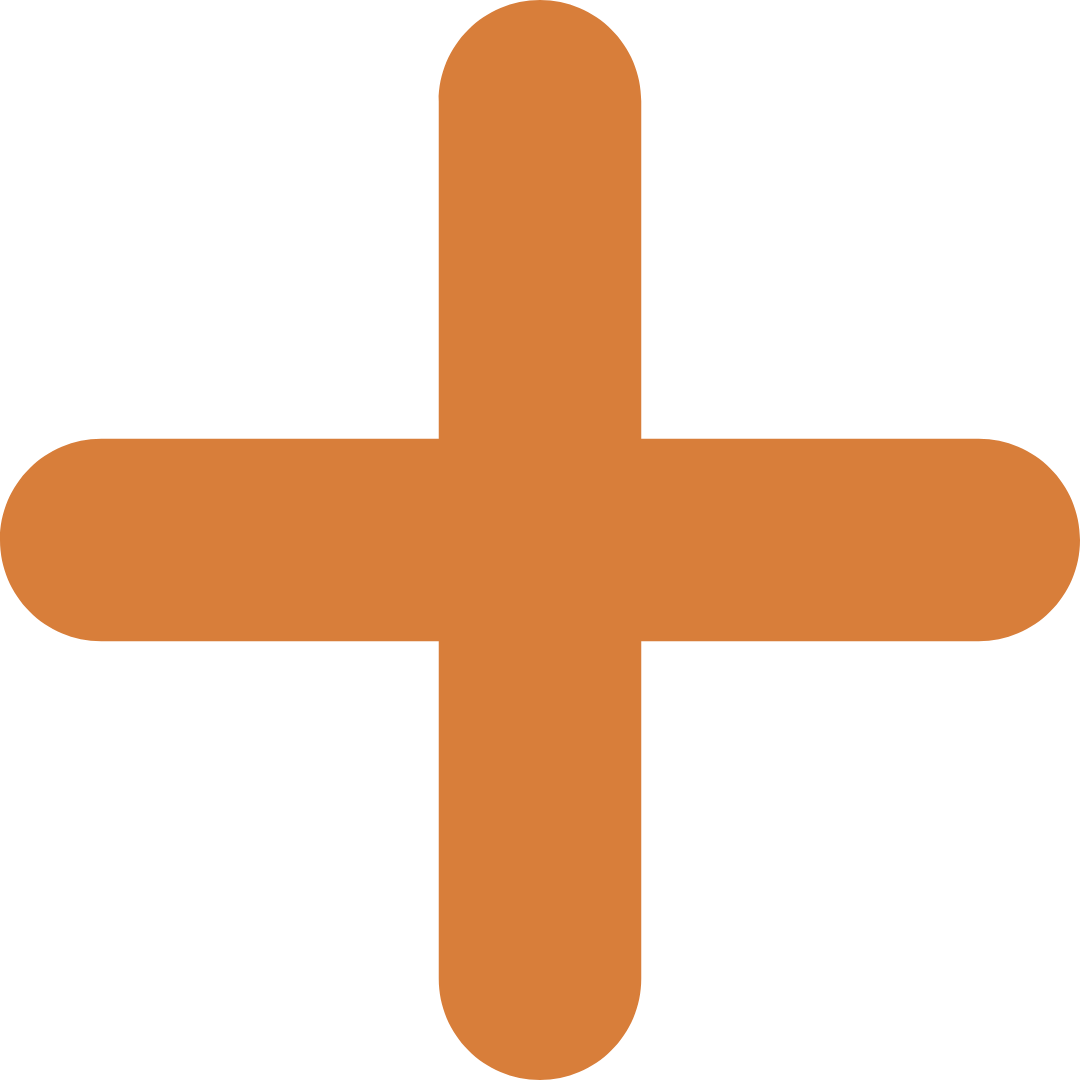 A large, orange multiplication sign or plus symbol on a black background.