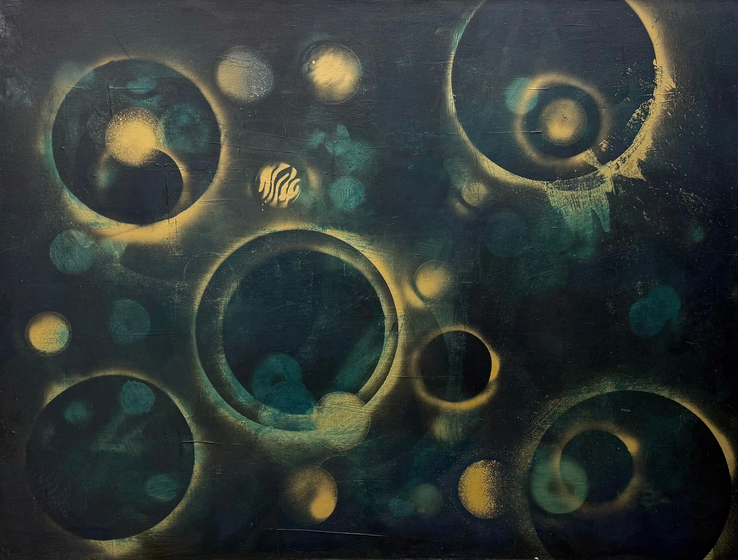 "Blooming Evolution"
36" x 48"
2023
Cold Wax, Oil Paint, and Spray Paint on Canvas