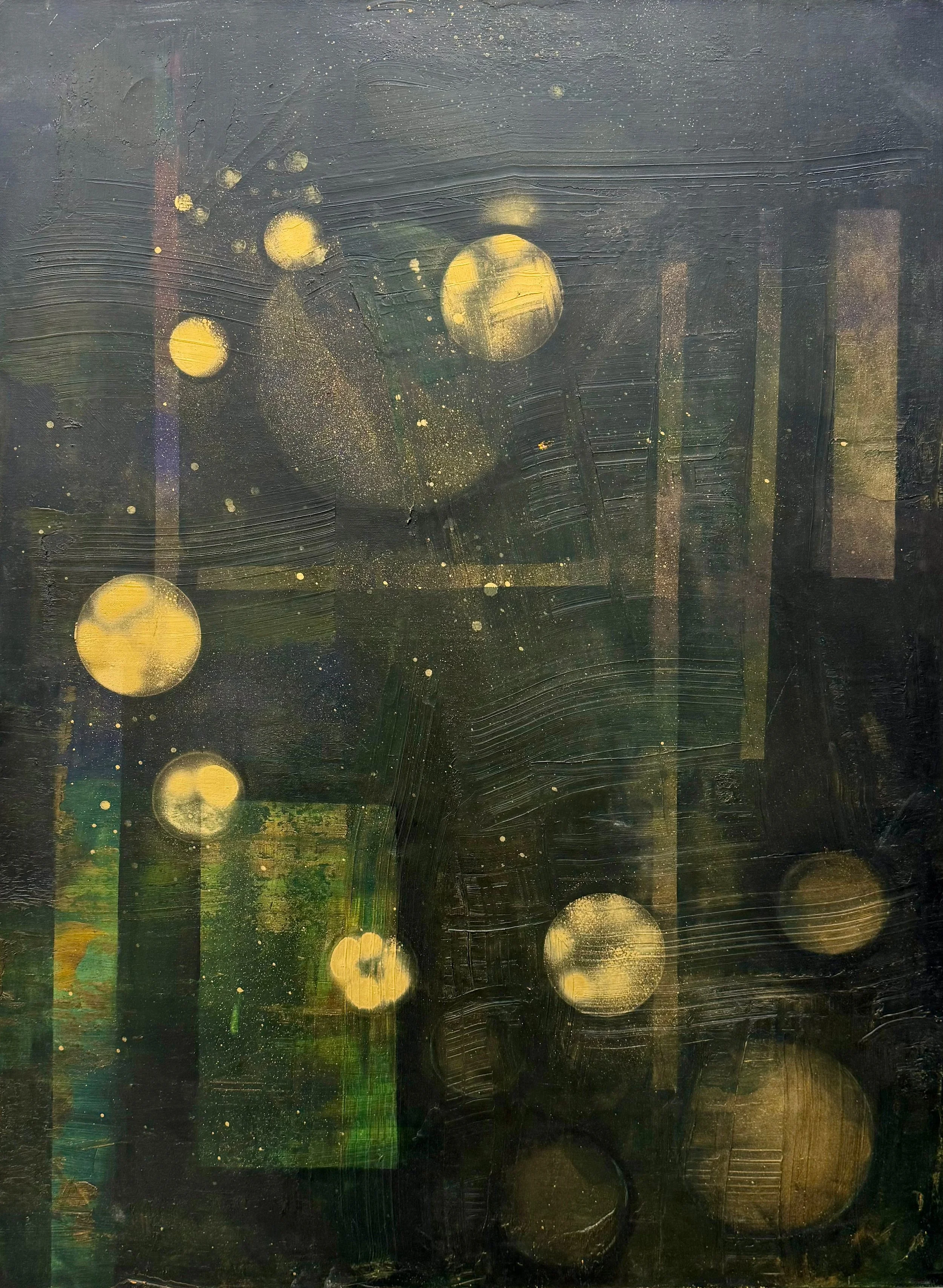 "Space Within"
30" x 40"
2023
Cold Wax, Acrylic Paint, Oil Paint, and Spray Paint on Canvas
