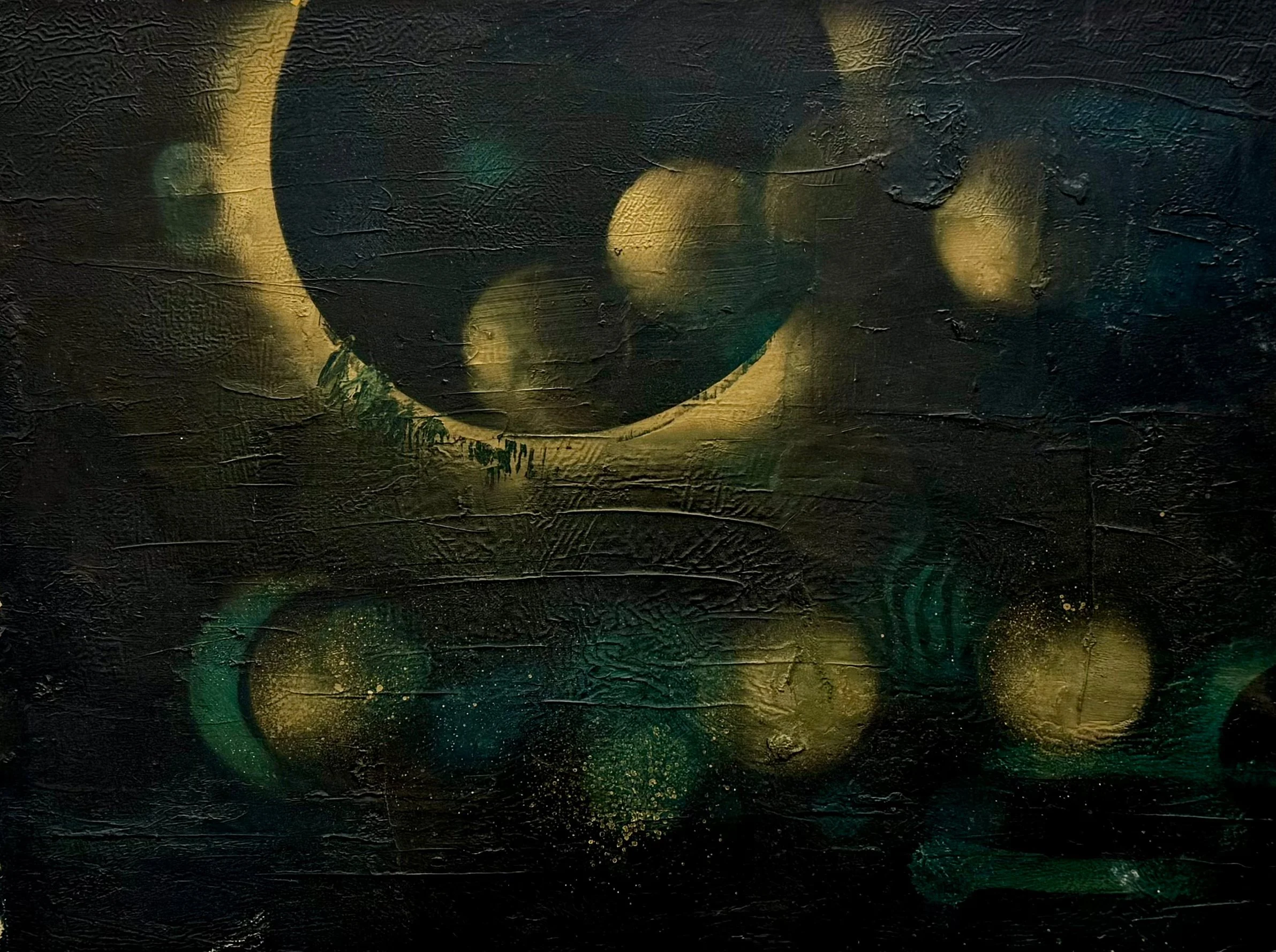"Celestial Passing"
16" x 20"
2023
Cold Wax, Oil paint, and Spray Paint on Canvas