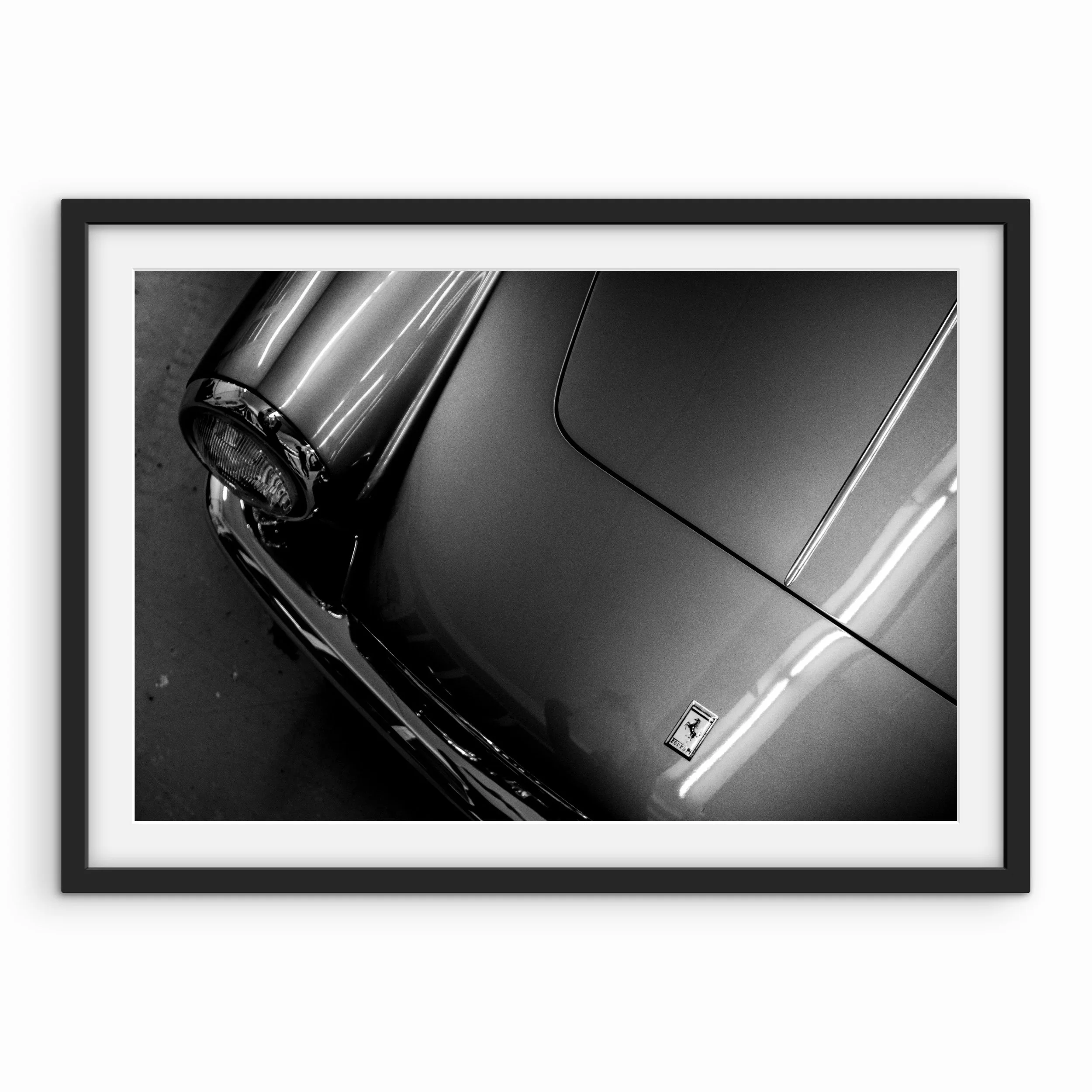 Black and White Ferrari Logo Print