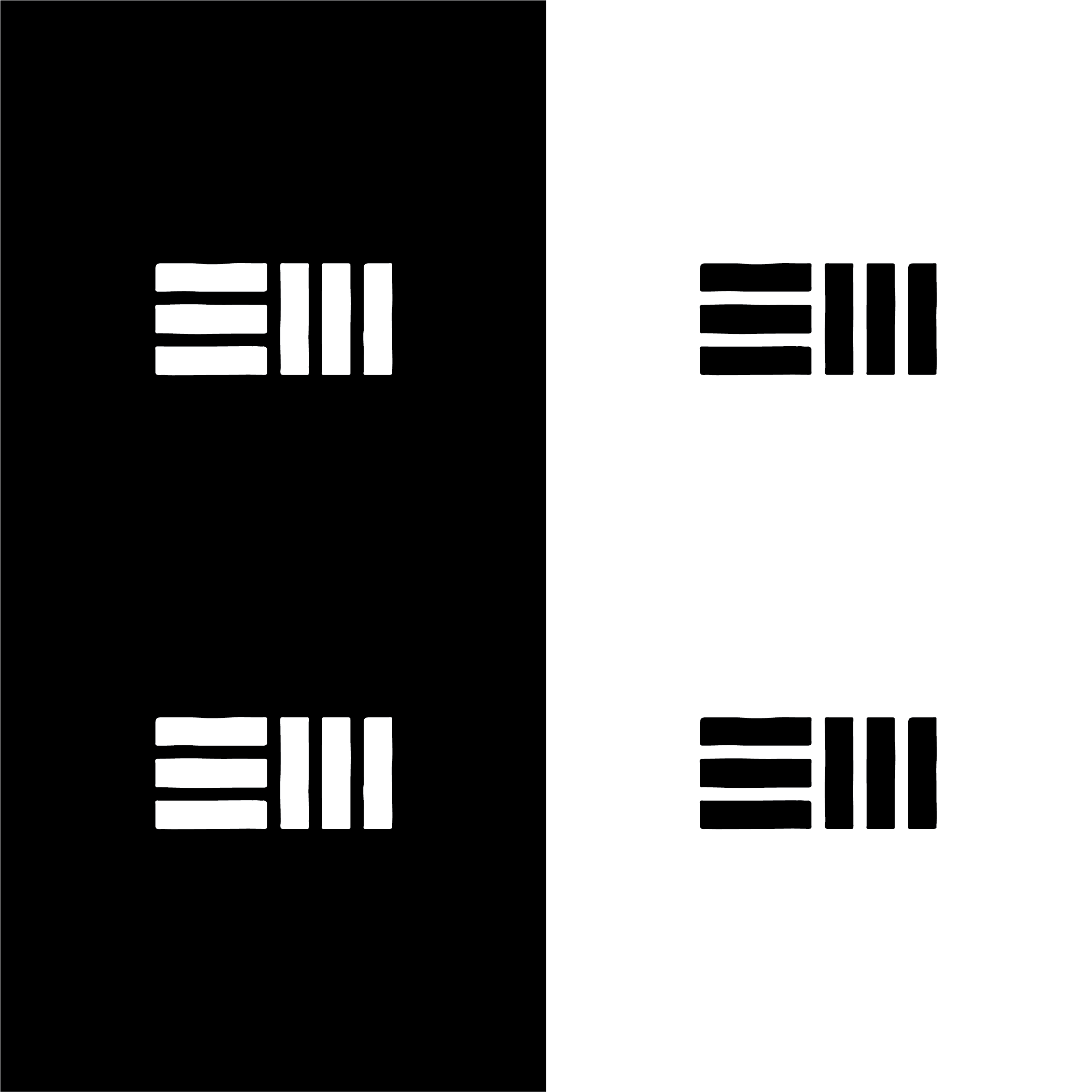 A black and white photo of two barcodes with a black background and white background respectively.