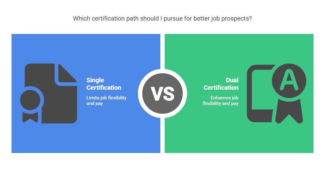 single vs dual certification comparisond diagram AMBCI