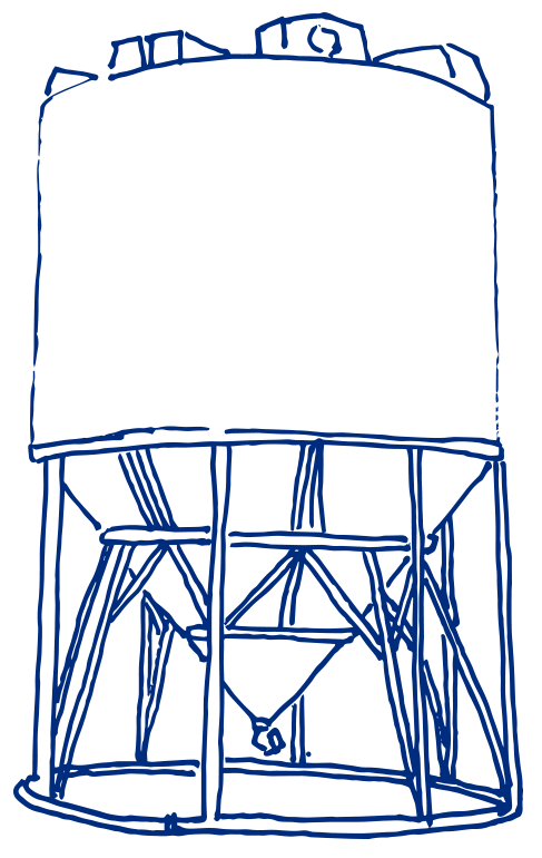 Cylindrical tank used in the facility for chemical separation.