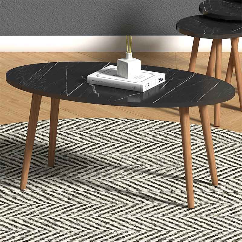 Coffee Table + side Table Set GOTI Black Marble Effect