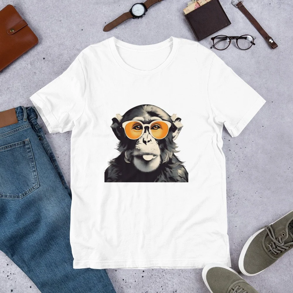 Monkey with Glasses Retro T-shirt