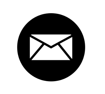 Envelope icon inside a black circle.