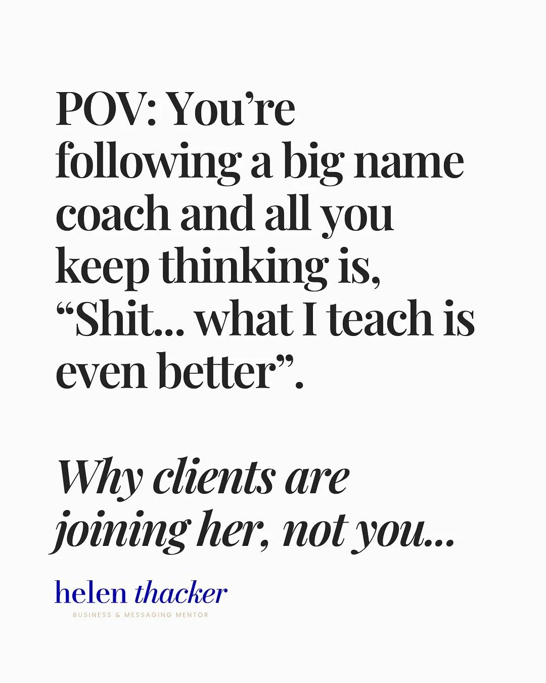 💣 Being brilliant isn&rsquo;t enough....
Your lack of expertise is not why you&rsquo;re being overlooked.

👉🏻 You&rsquo;re being overlooked because your messaging doesn&rsquo;t scream:

&ldquo;THIS is the industry leader.&rdquo;
&ldquo;This woman 