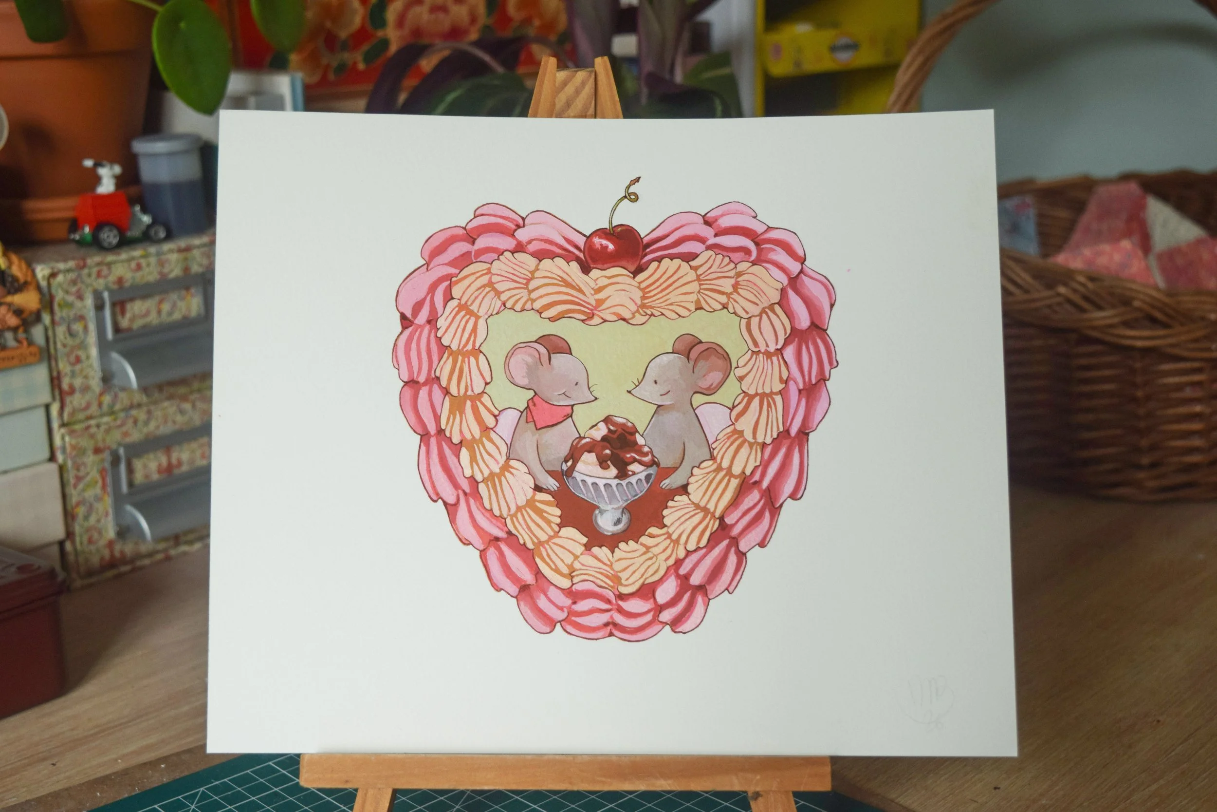 Illustration originale - Souris sur le gateau