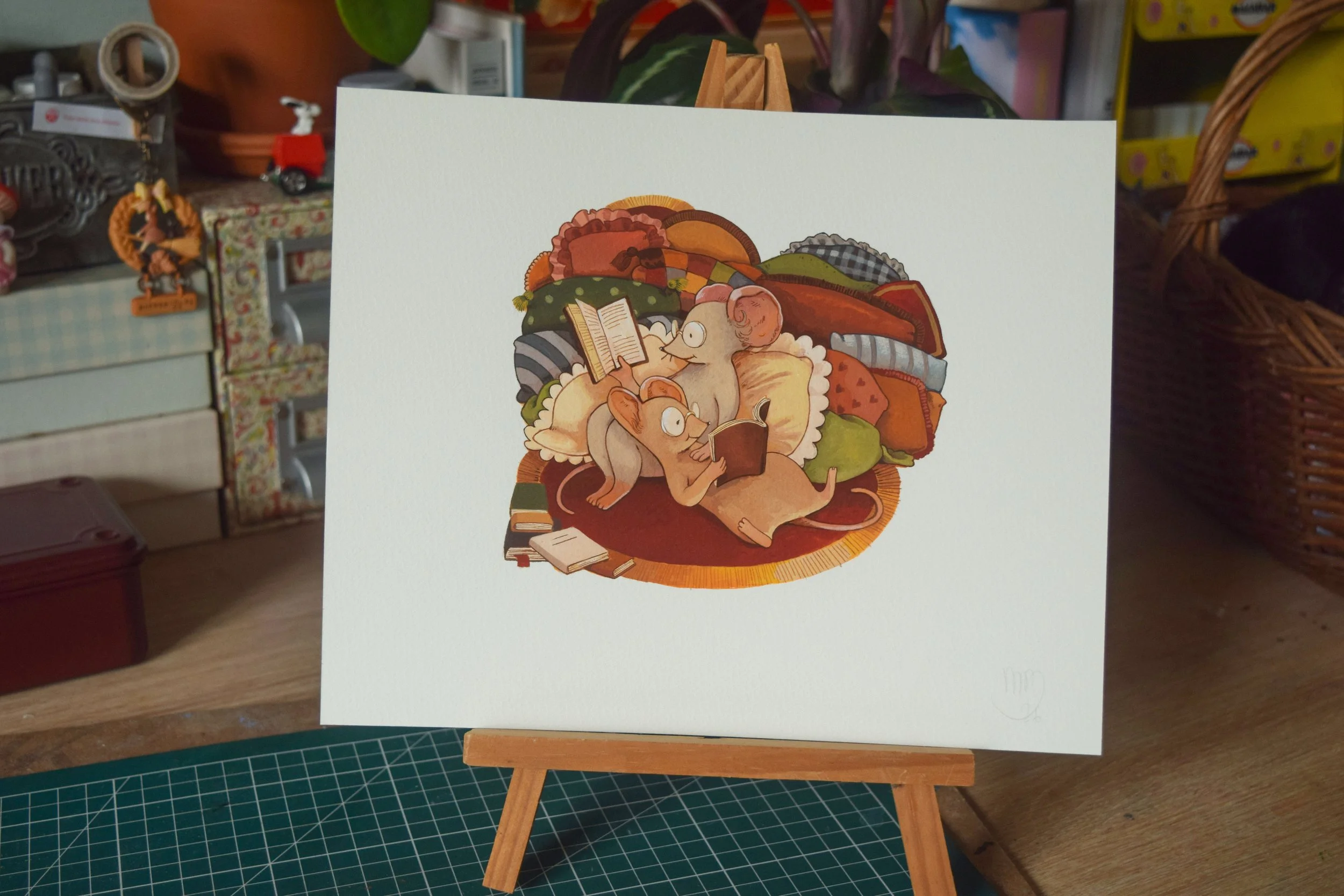 Illustration originale - Lecture à deux