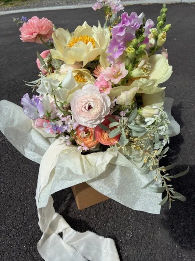 Springtime pastel lush bridal bouquet 