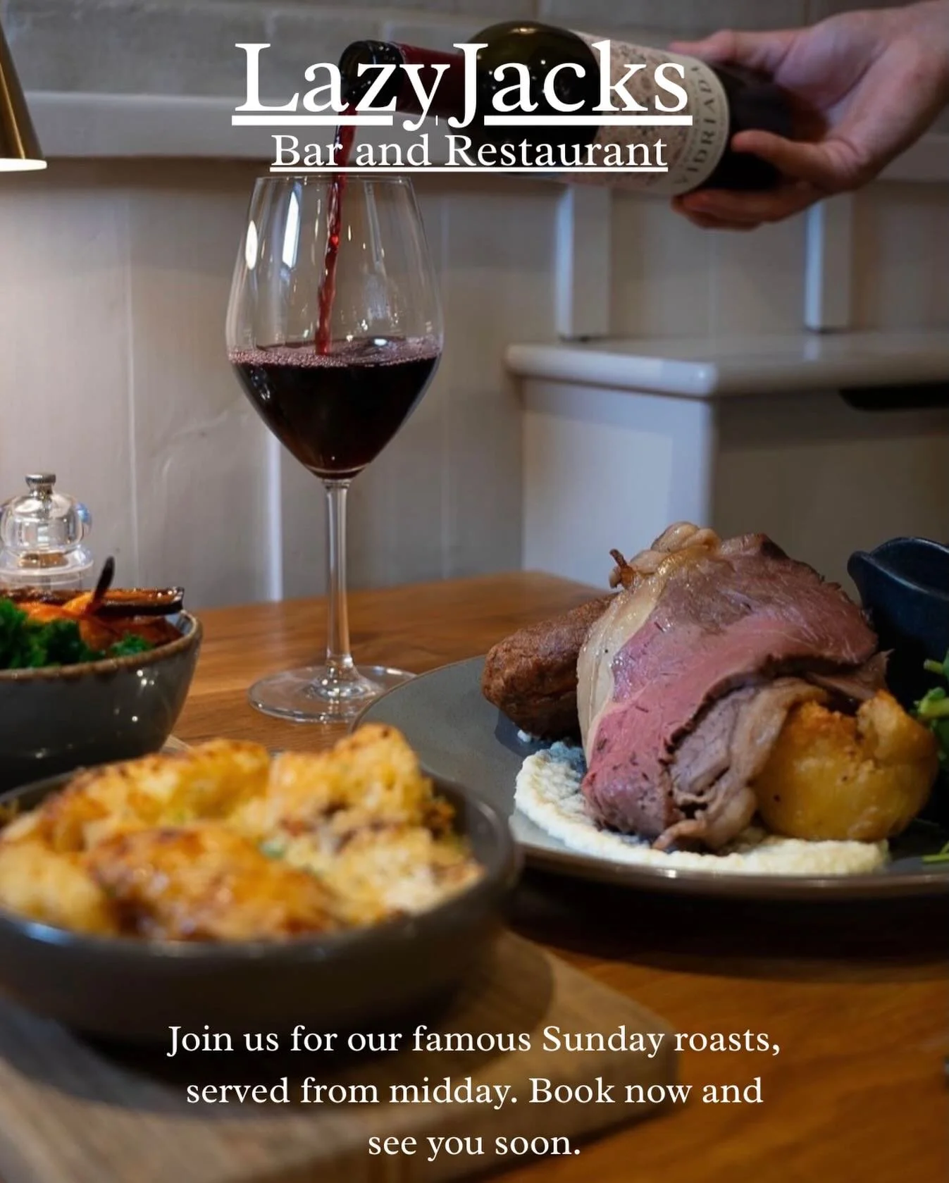 Yorkies bigger than your weekend plans, gravy that deserves its own round of applause, and a roast so good it should be illegal on a Sunday.

Lazy Jacks. You bring the appetite &mdash; we&rsquo;ll handle the rest.