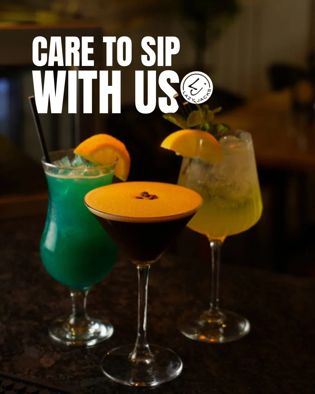 It&rsquo;s that time of the week, feet up take the edge off. Sip with us. From bold and velvety espresso martinis to bright and bubbly limoncello spritzes, then a little tropical escape with a blue hawaii to finish it off. Not in the mood for a cockt