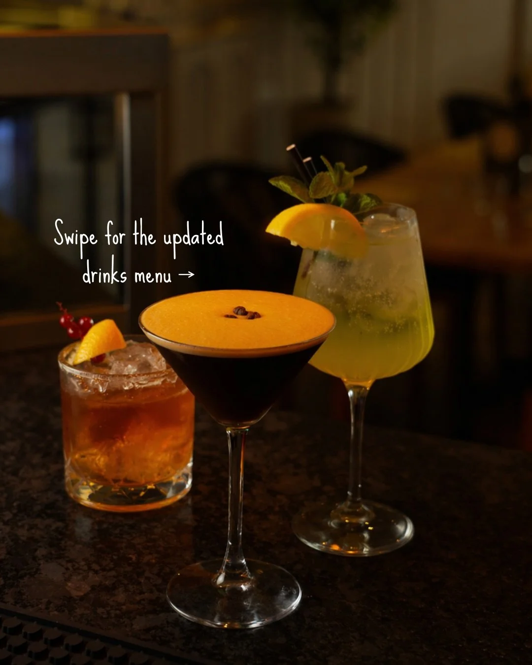 Our updated drinks menu has landed🍸

A proper mix of classics done right, fresh spritzes for the lighter side, and a full bar selection to take you through the evening.

From margaritas and espresso martinis to limoncello spritz and everything in be