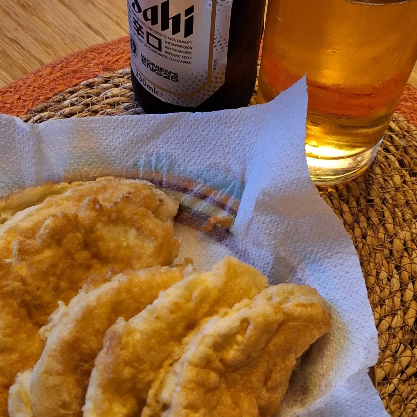 Giant puffball Tempura! Yum. Thank you very much mystery fungus person!
Or perhaps more accurately but less posh sounding, eggy puffball!