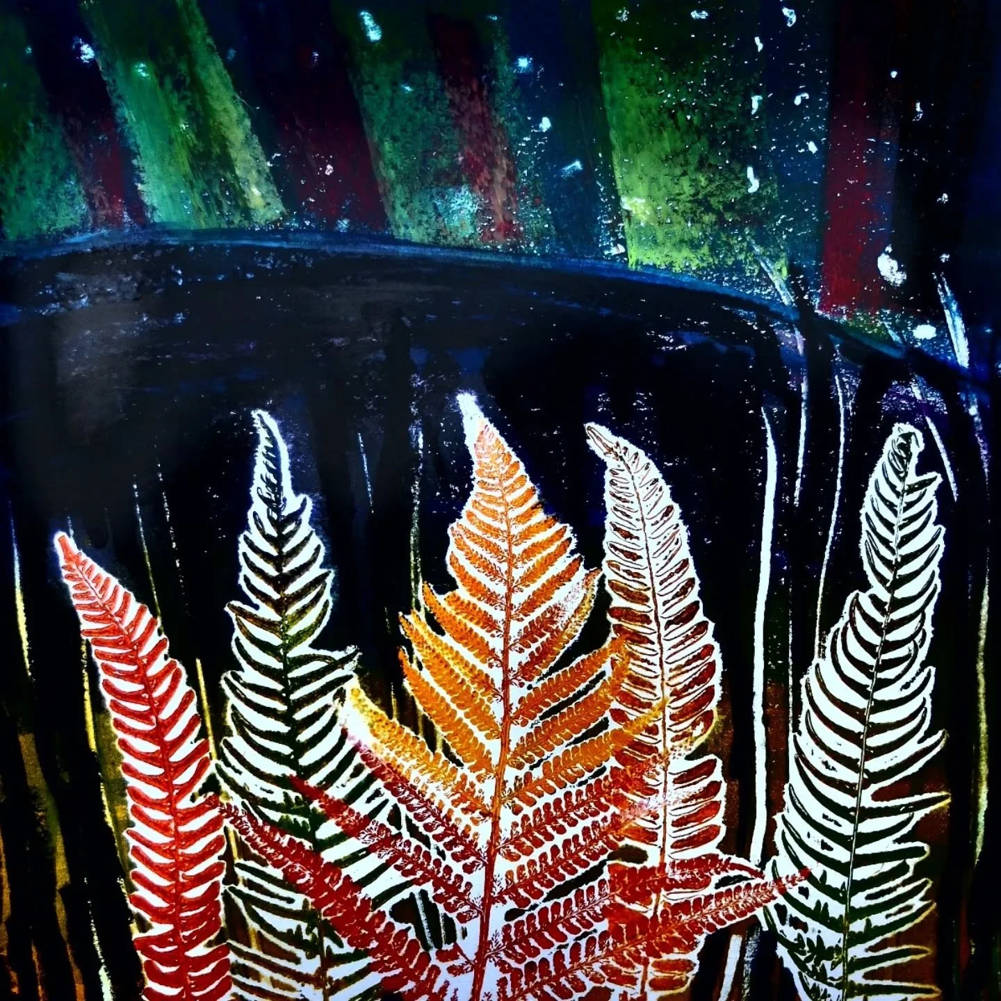 Aurora.
#monoprint #auroraborealis #ferns