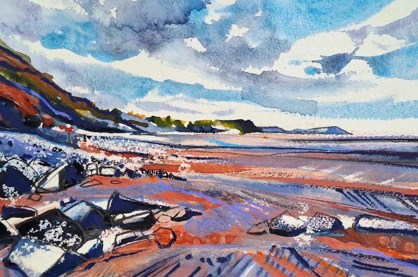 And another one of West Beach. 
#watchet #mixedmedia #tworiverspaper