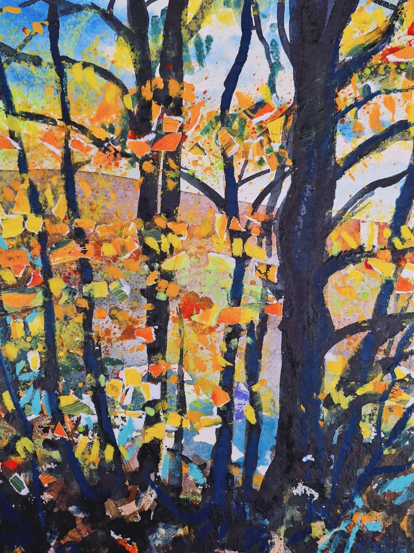 Through the trees to Blue
#collage #paint #ink #pastel