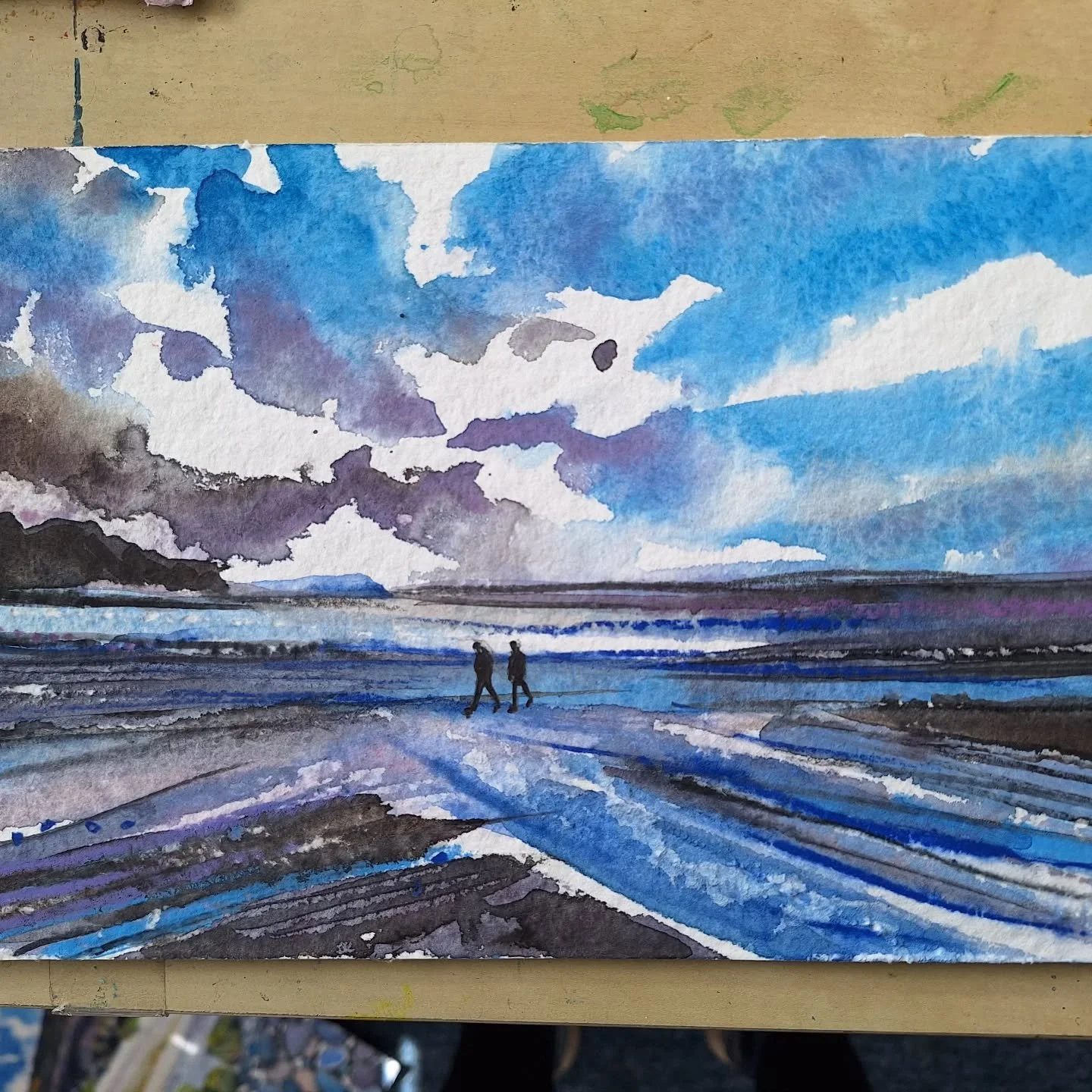 Walking on the beach.