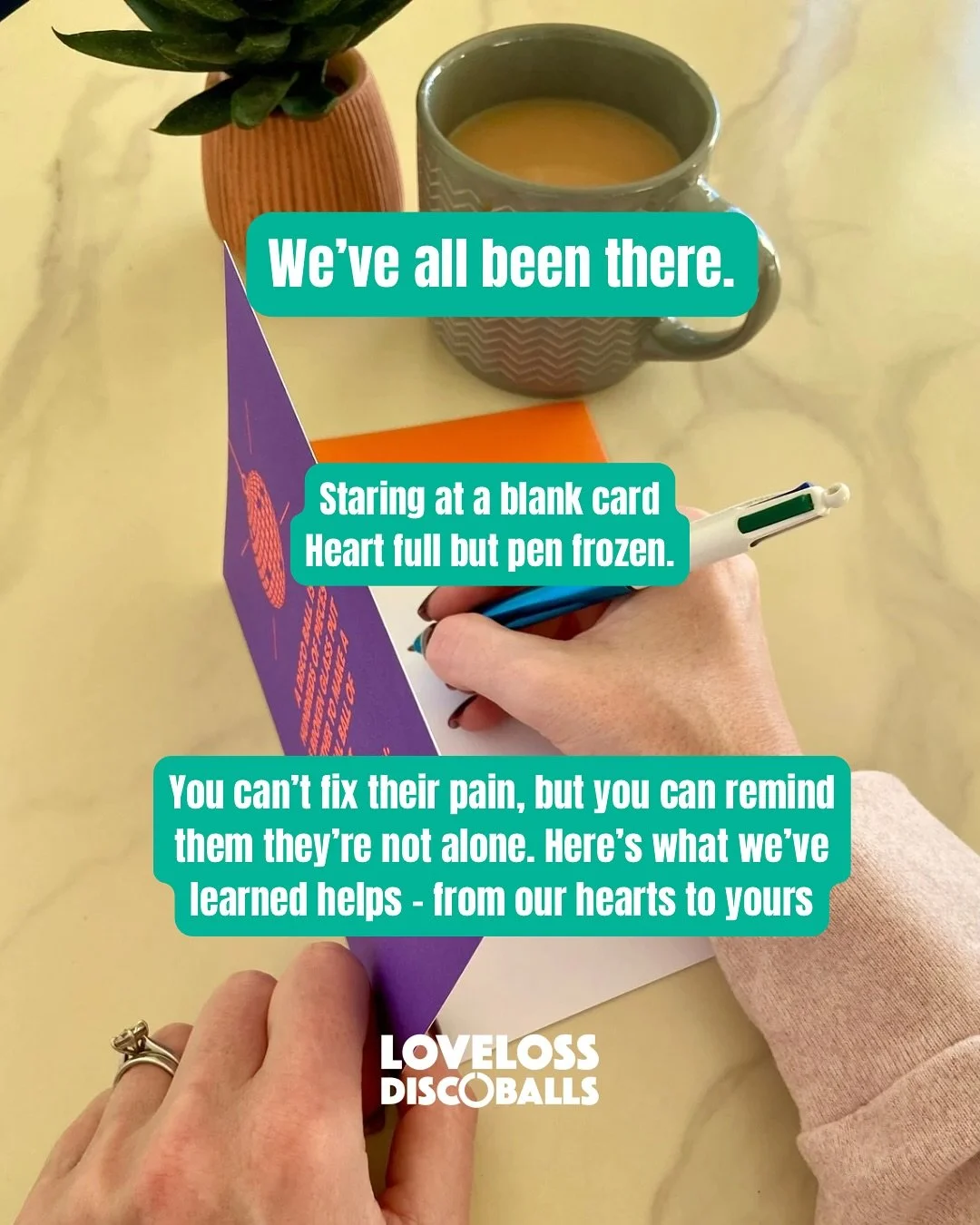 Ever sat staring at a blank sympathy card, pen in hand, completely stuck?

You want to say something comforting, but every sentence feels wrong or too small.

We get it, because we&rsquo;ve been there - on both sides of it.

But the truth is you don&