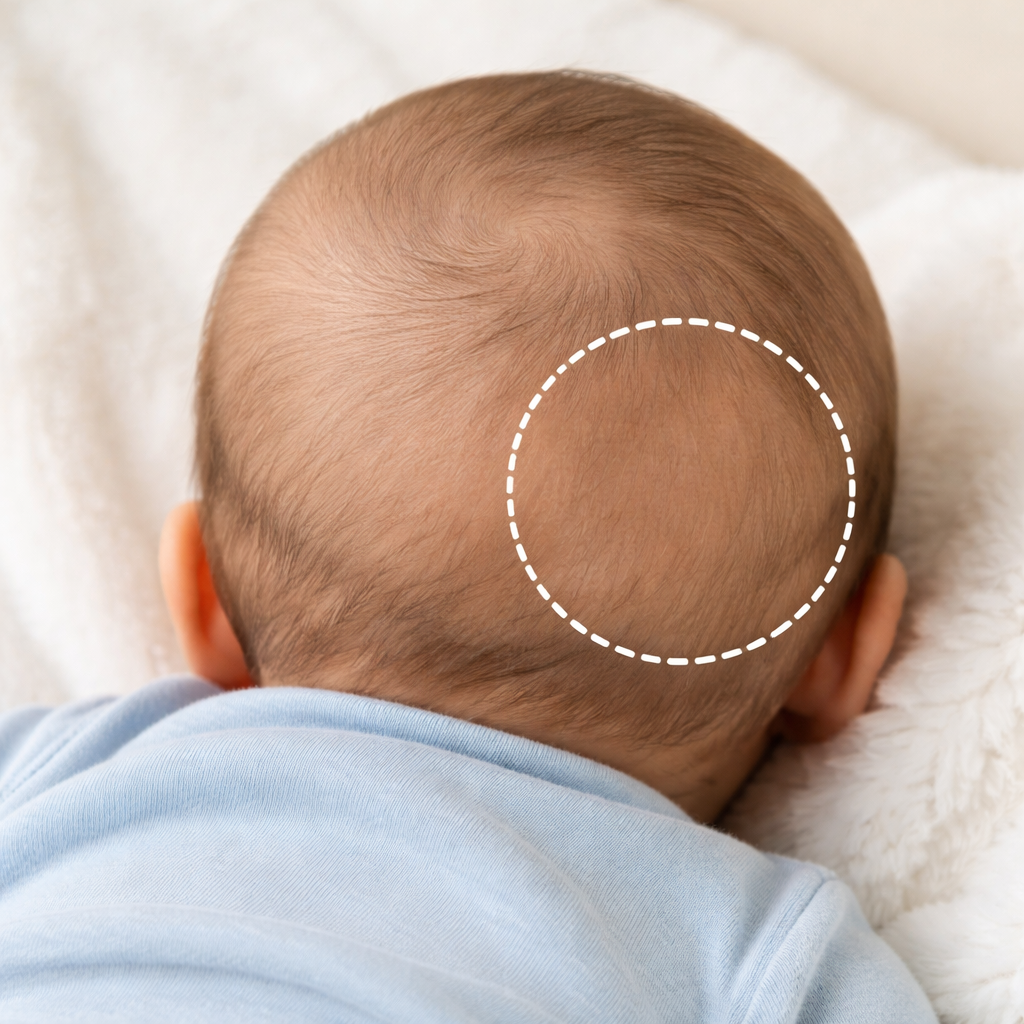 Baby with Flat Head Syndrome due to Torticollis