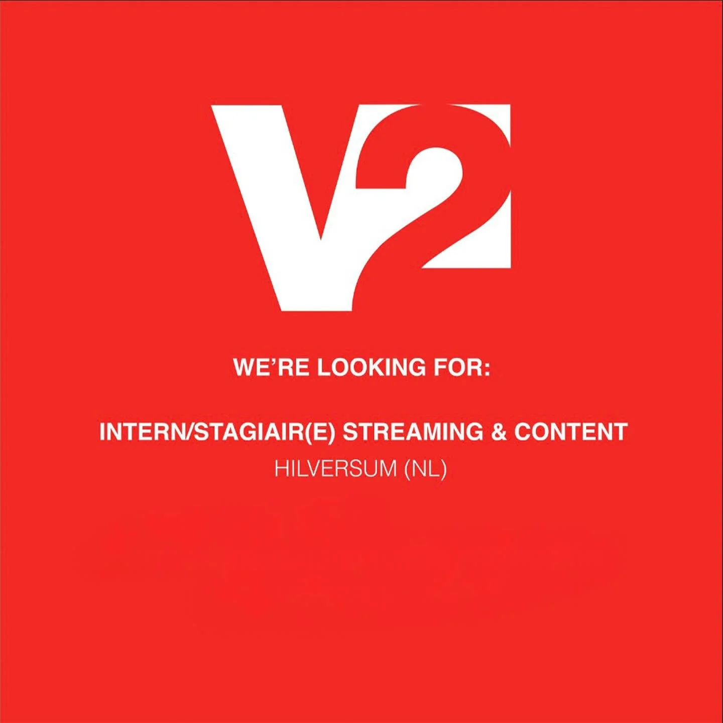 V2 Records Benelux is looking for an intern in the Streaming &amp; Content department, starting from Augustus/September 2025 🎶
 
Check out the vacancy via the link in our bio 👀

📍Hilversum 
🇳🇱 Dutch speaker
