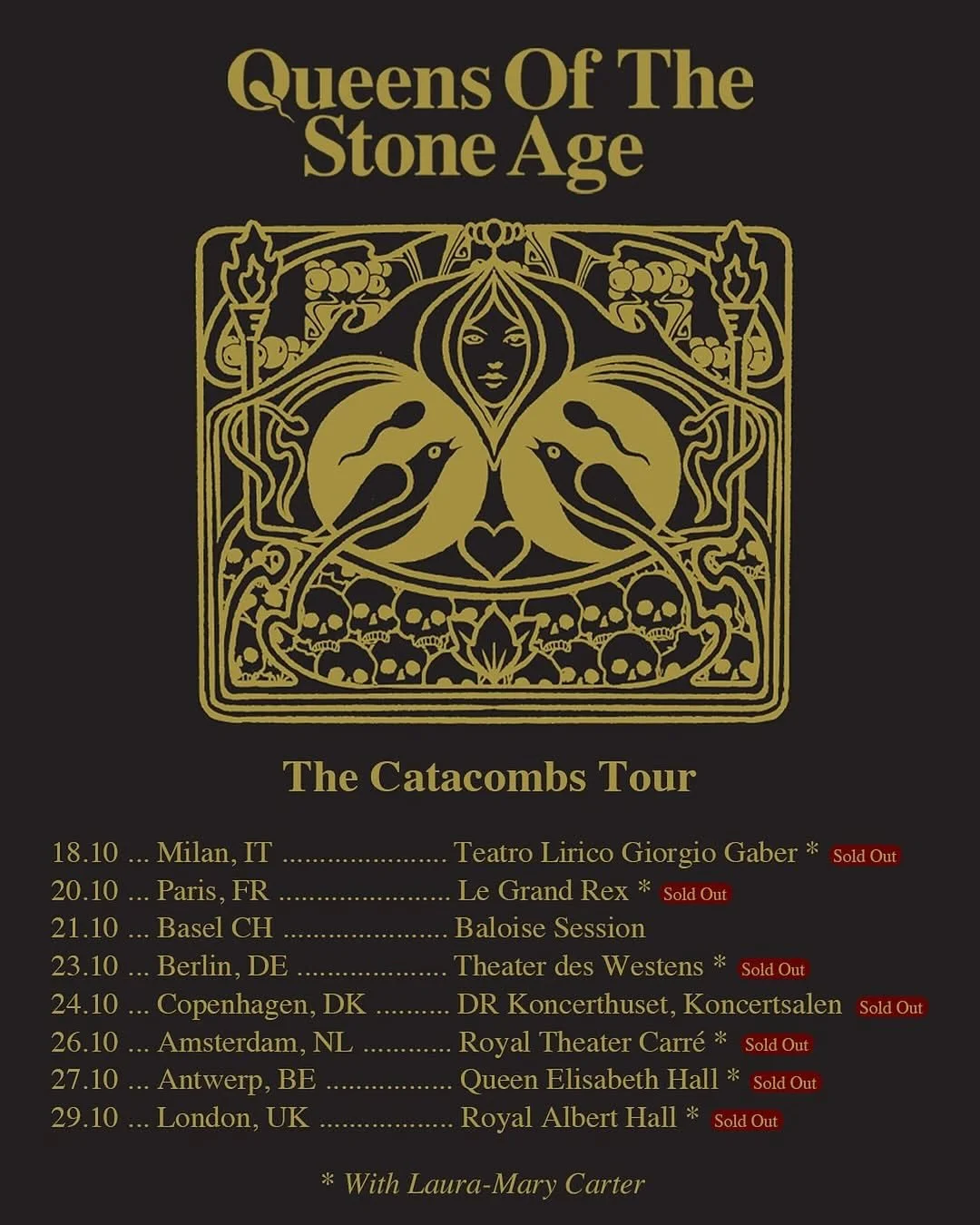 Laura-Mary Carter will be joining Queens of The Stone Age as support act on their Catacombs tour 👻 In November-February she will visit UK and Europe with the Bye Bye Jackie headline tour 🎸
