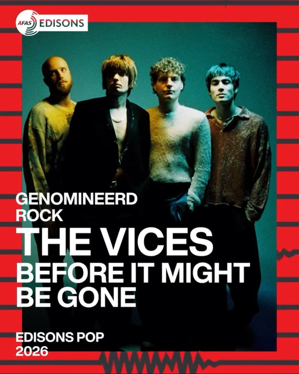 Congratulations to The Vices on being nominated for an Edison in the category ROCK🎸⭐️