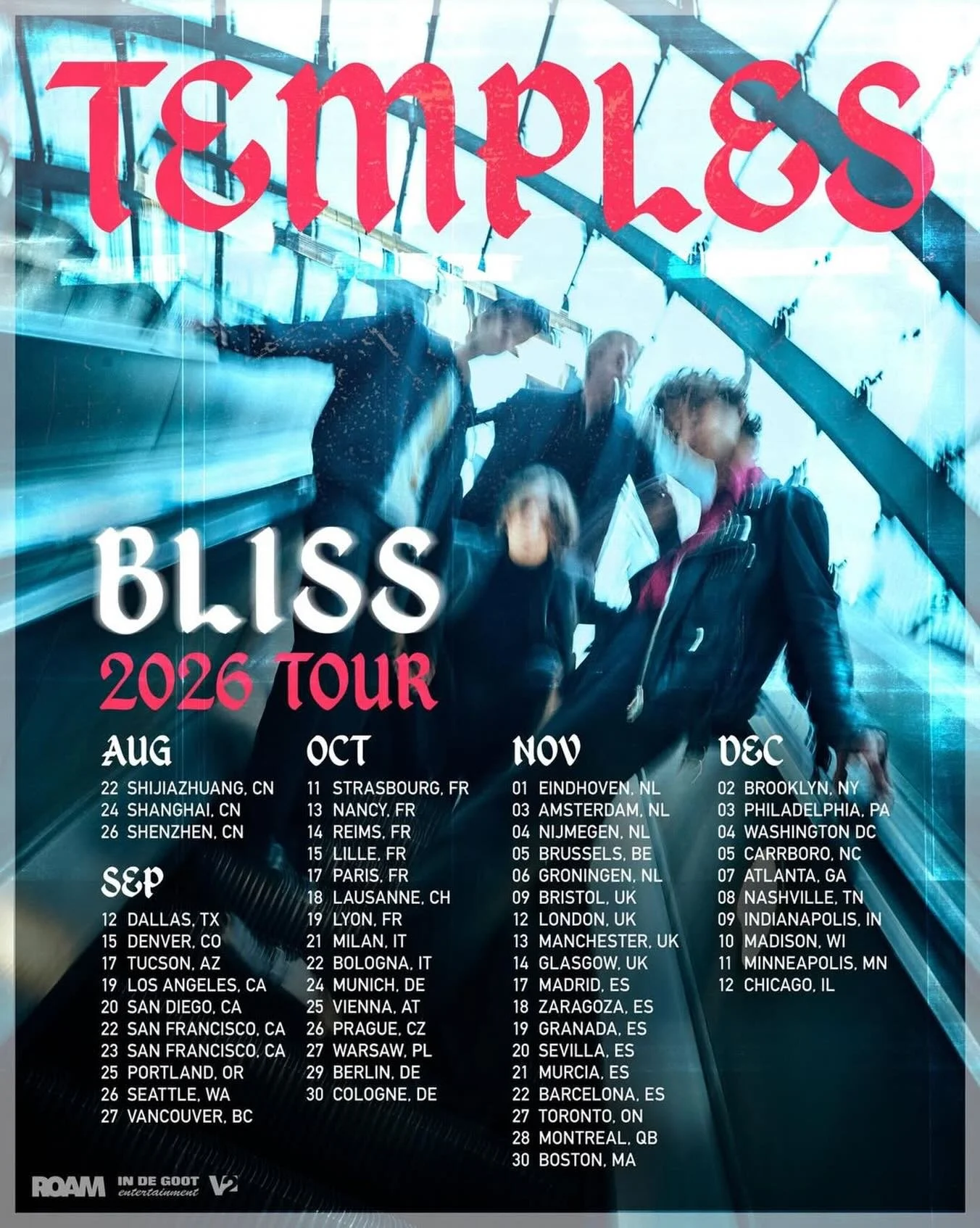 Temples&rsquo; 2026 BLISS tour. Coming to a city near you soon ❤️&zwj;🔥