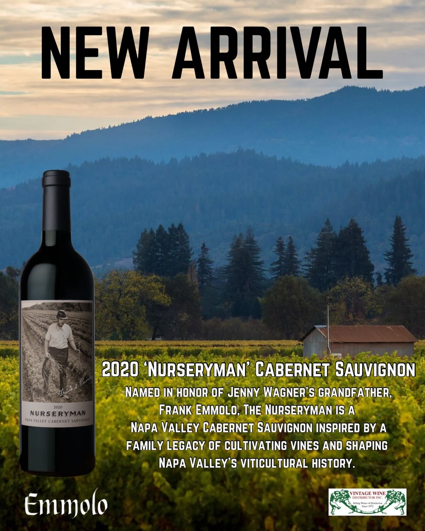🚨NEW ARRIVAL🚨

The Wagner Family continues to honor its Napa Valley legacy by introducing Nurseryman! A soft and elegant Cabernet Sauvignon with notes of wild sage, berries, mocha, and a lasting finish with espresso bean and ripe plum. 

Reach out 