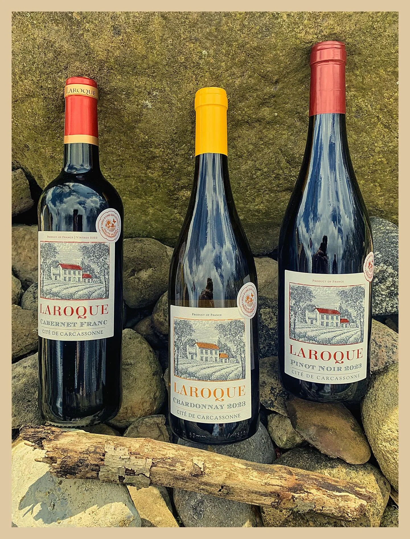 LAROQUE // Cit&eacute; de Carcassonne 

Nestled in the ancient region of Carcassonne, Laroque is made from these historic vineyards that once belonged to the Bishop of Carcassonne in the Middle Ages. Laroque derives its name from the Menhirs, a singl