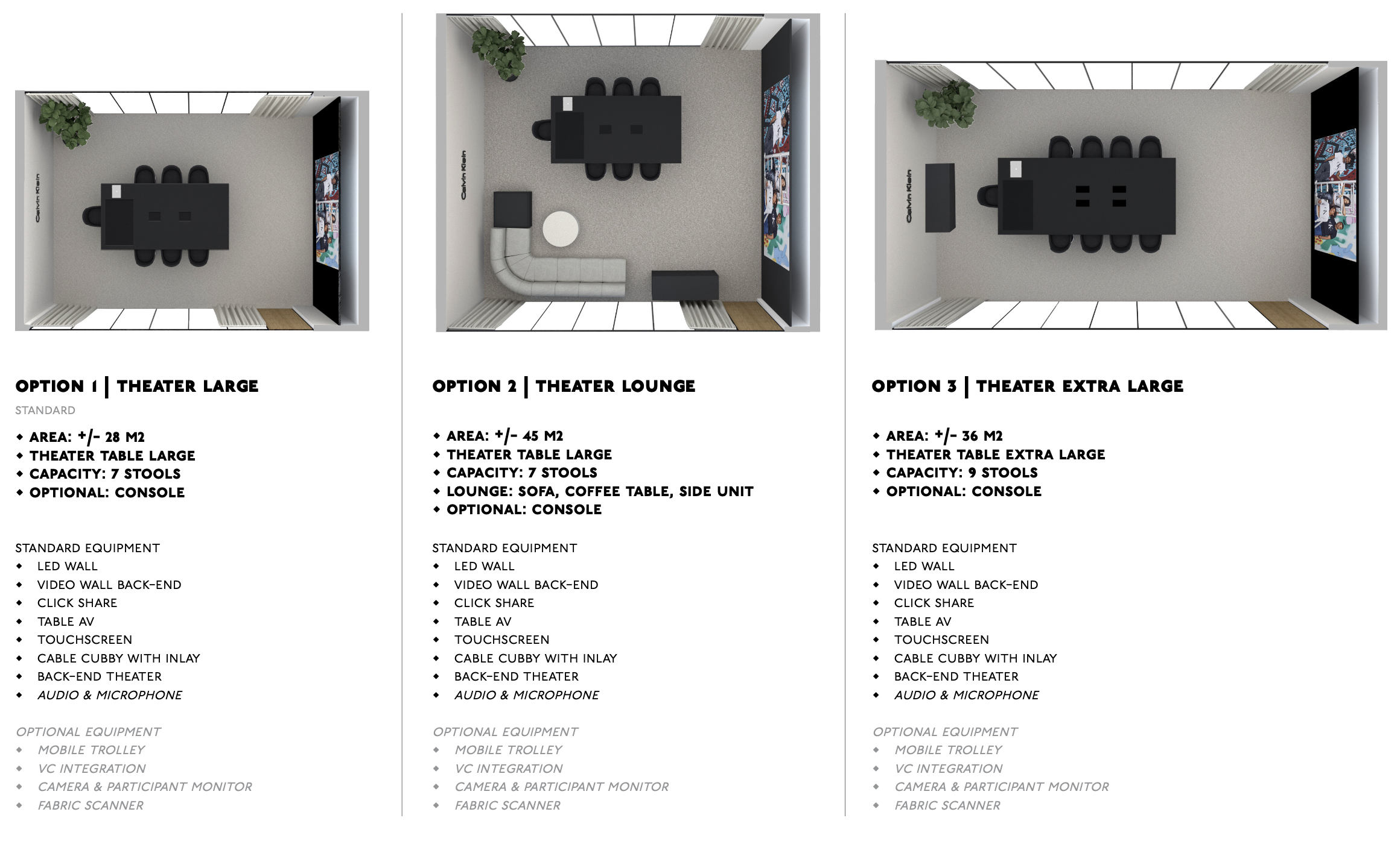 CK theater room, 3 optional layouts to adapt to spatial limitations