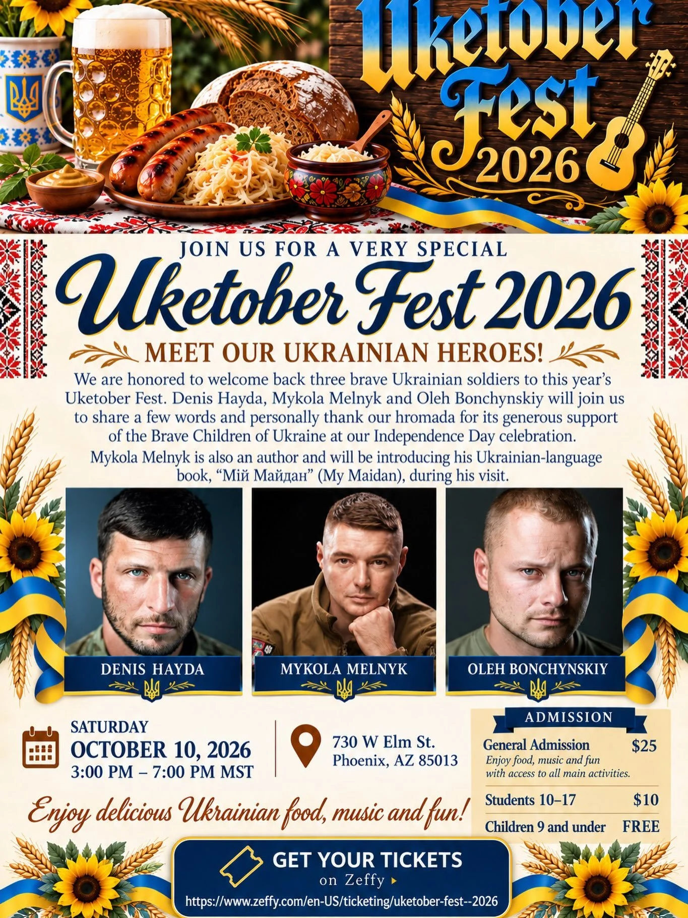 Meet-and-greet with Ukrainian veterans at the annual Uketoberfest! 

🇺🇦Come have a pint, support local Ukrainian community and hear from Heroes of Ukraine.

Save the date
Saturday, October 10th, 3pm
Tickets on sale now
