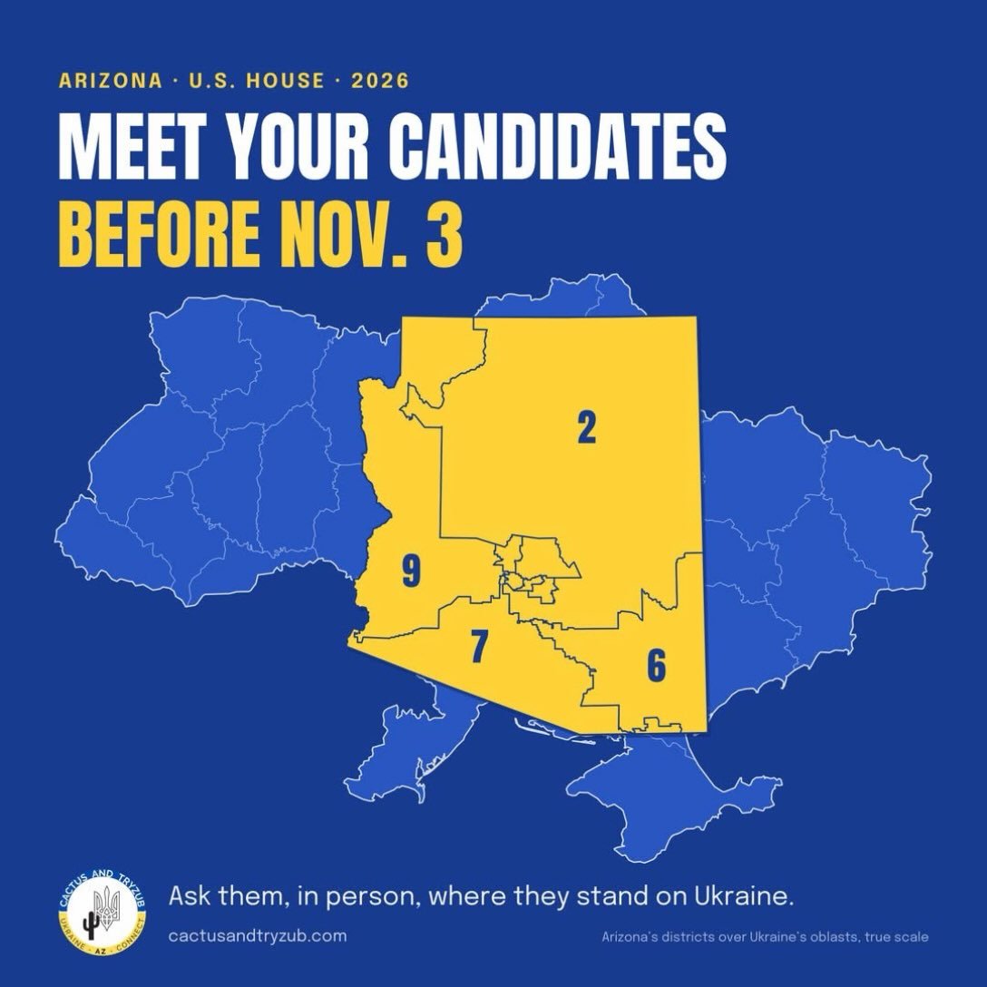 🗳Arizona&rsquo;s 2026 elections matter for Ukraine 🇺🇦 

Now, more than ever..

Cactus + Tryzub team worked nonstop last few days to bring you this midterm elections resource.  What it includes:

1.	A bi-partisan list of upcoming events which may f