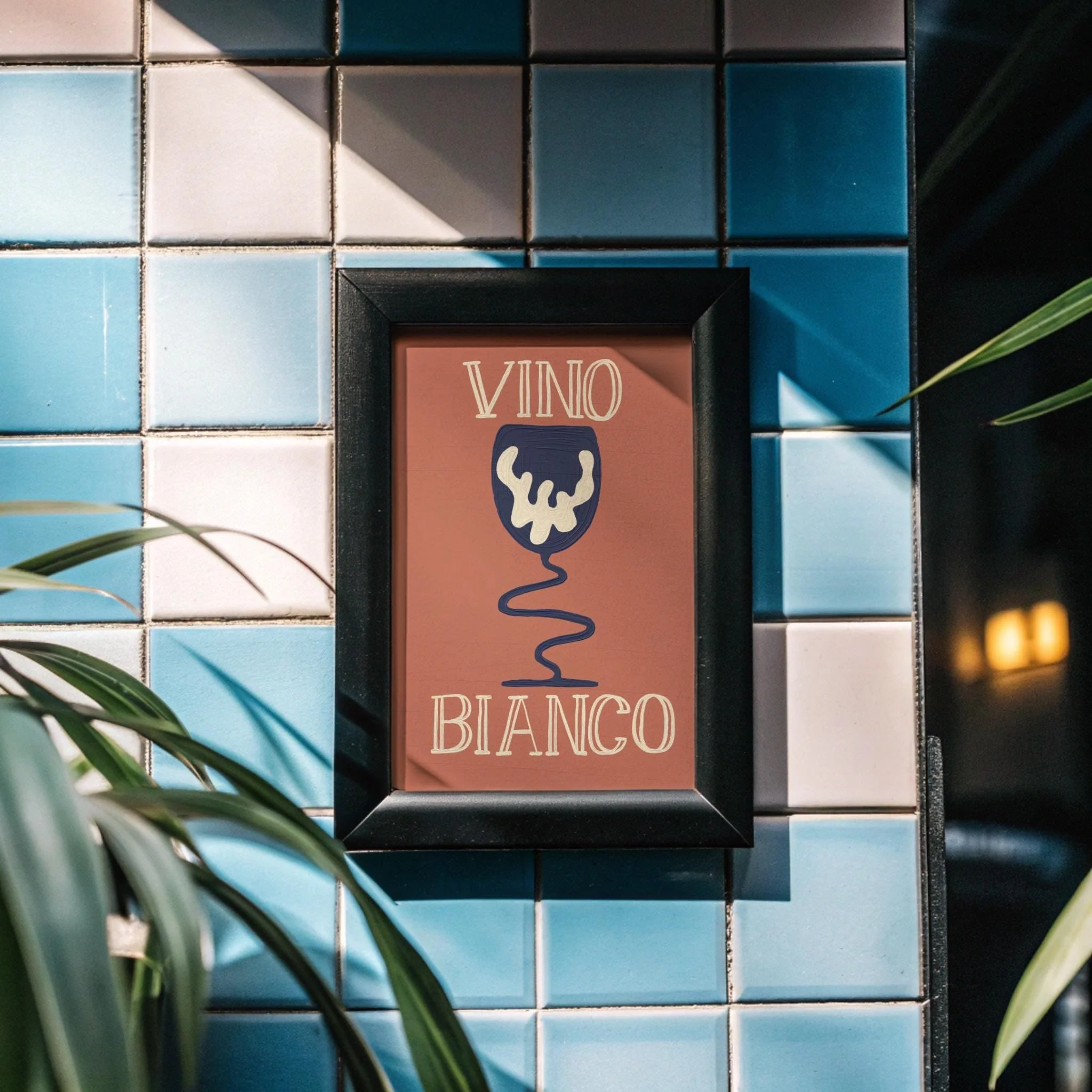White Wine wall art “Vino Bianco” from a hand-drawn original artwork by green chili prints