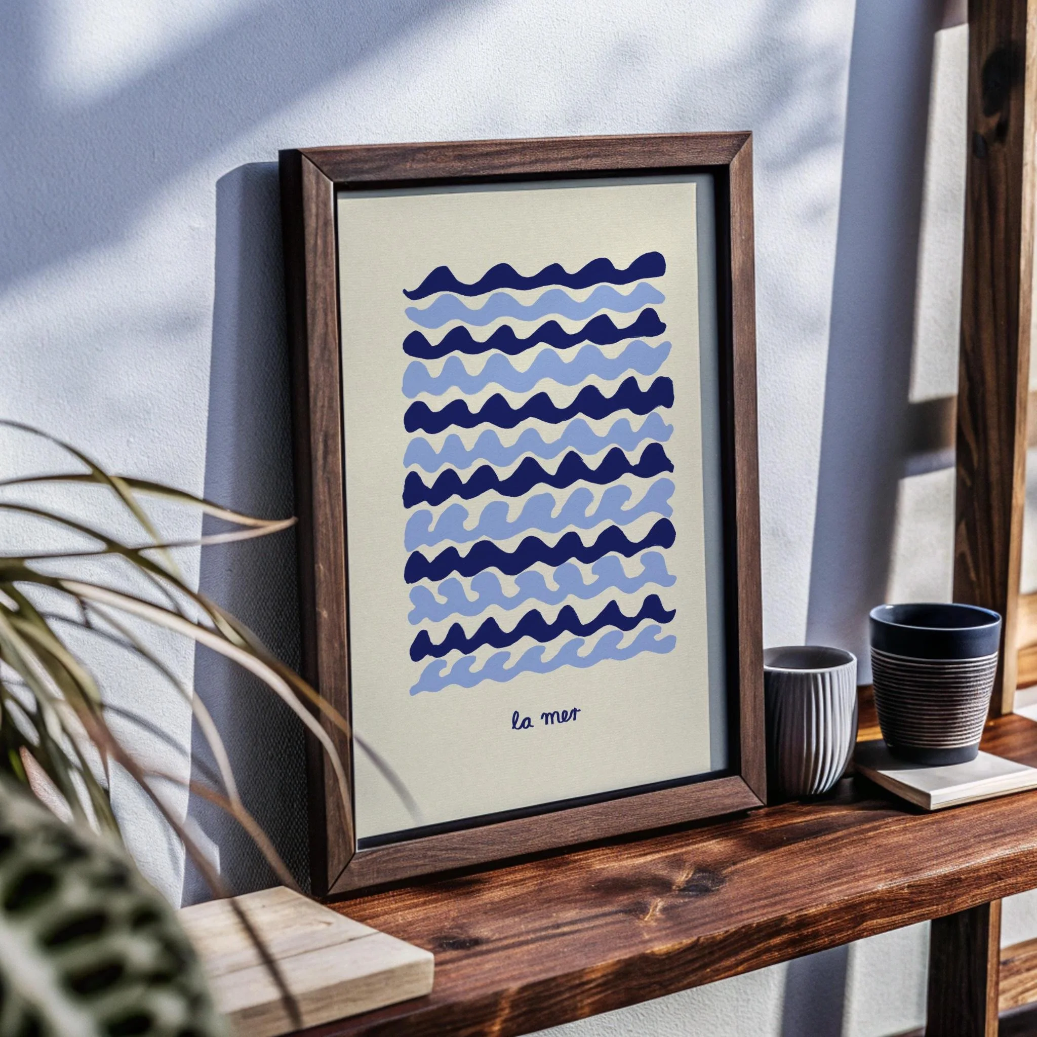 Ocean wall art “La Mer” – hand-drawn oil-painting style poster