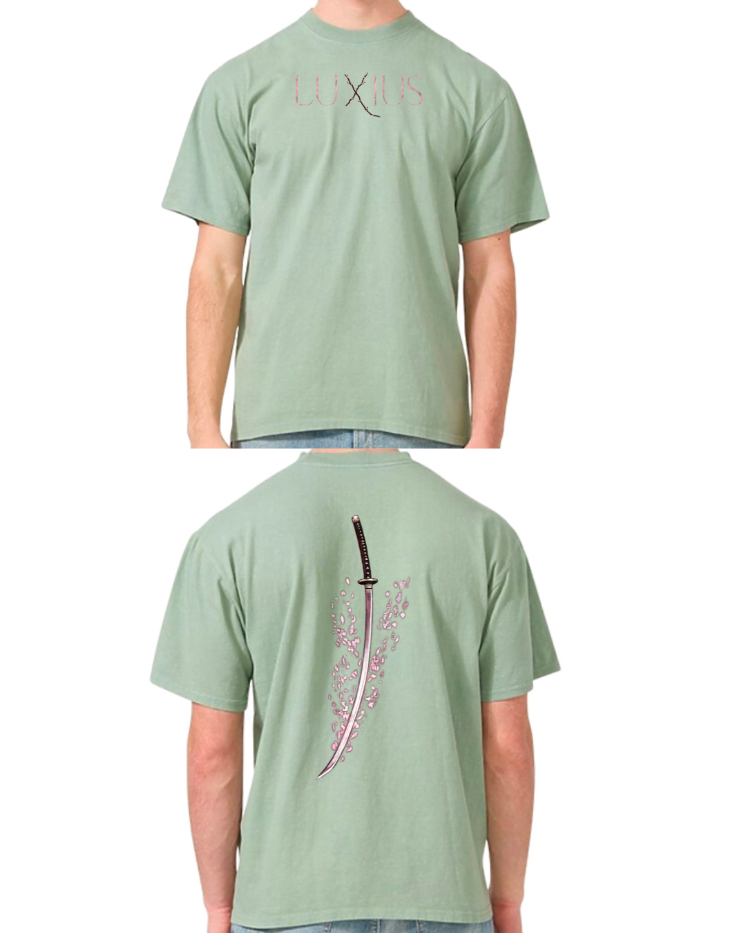 "Sakura Sword" Oversized Tee- Emerald