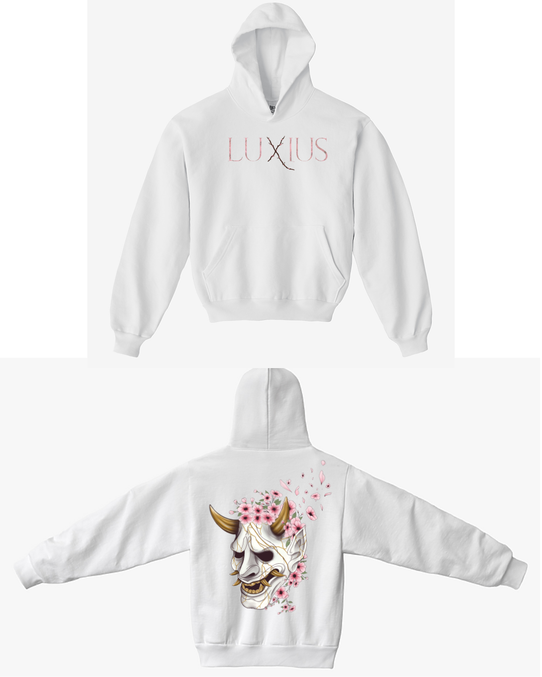 "Sakura Mask" Oversized Hoodie- White