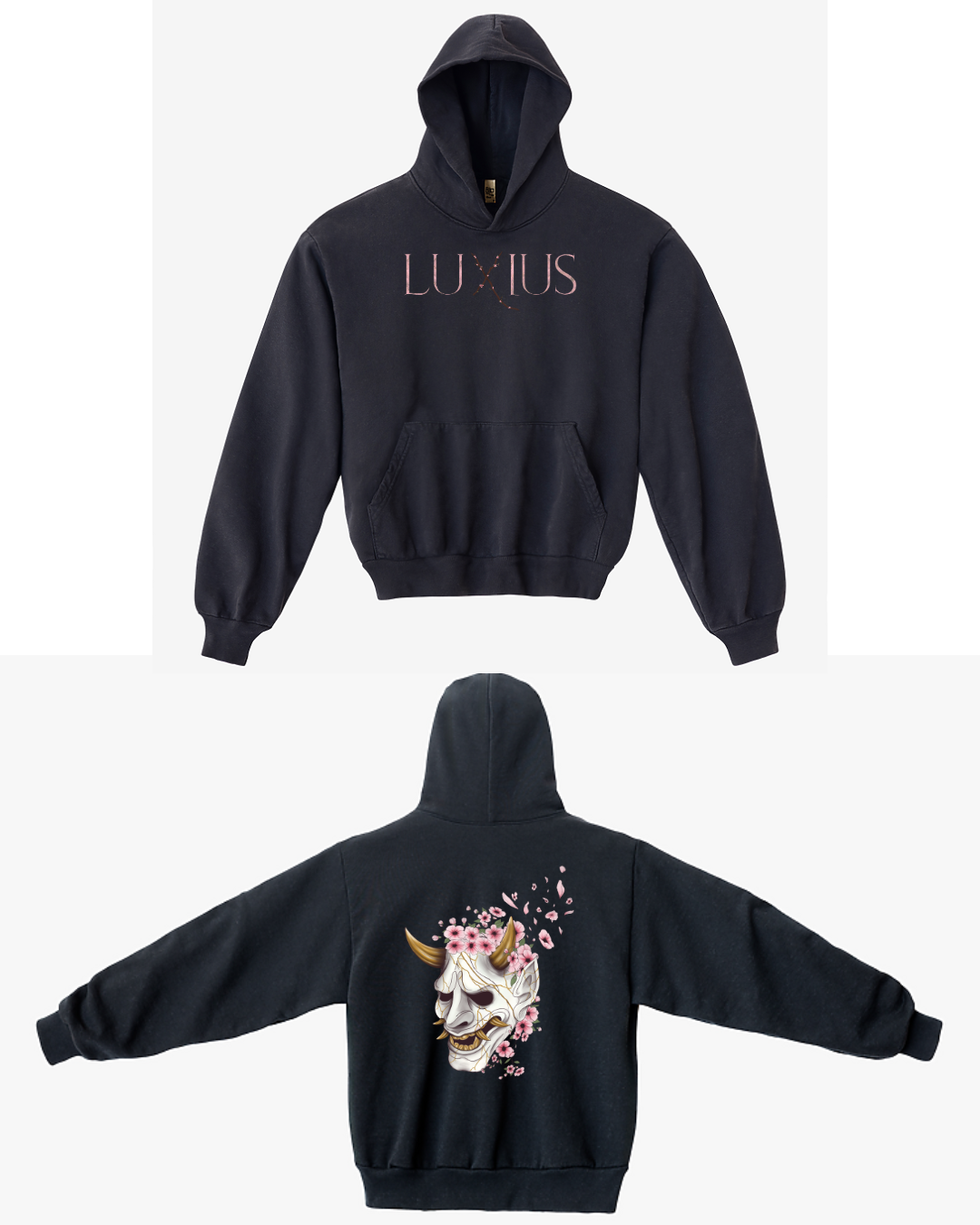 "Sakura Mask" Oversized Hoodie- Black