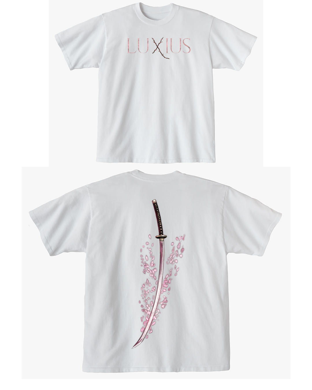 "Sakura Sword" Oversized Deluxe Tee- White