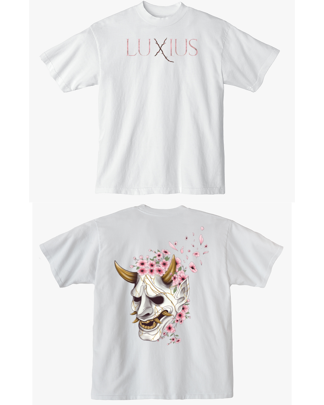 "Sakura Mask" Oversized Tee- White