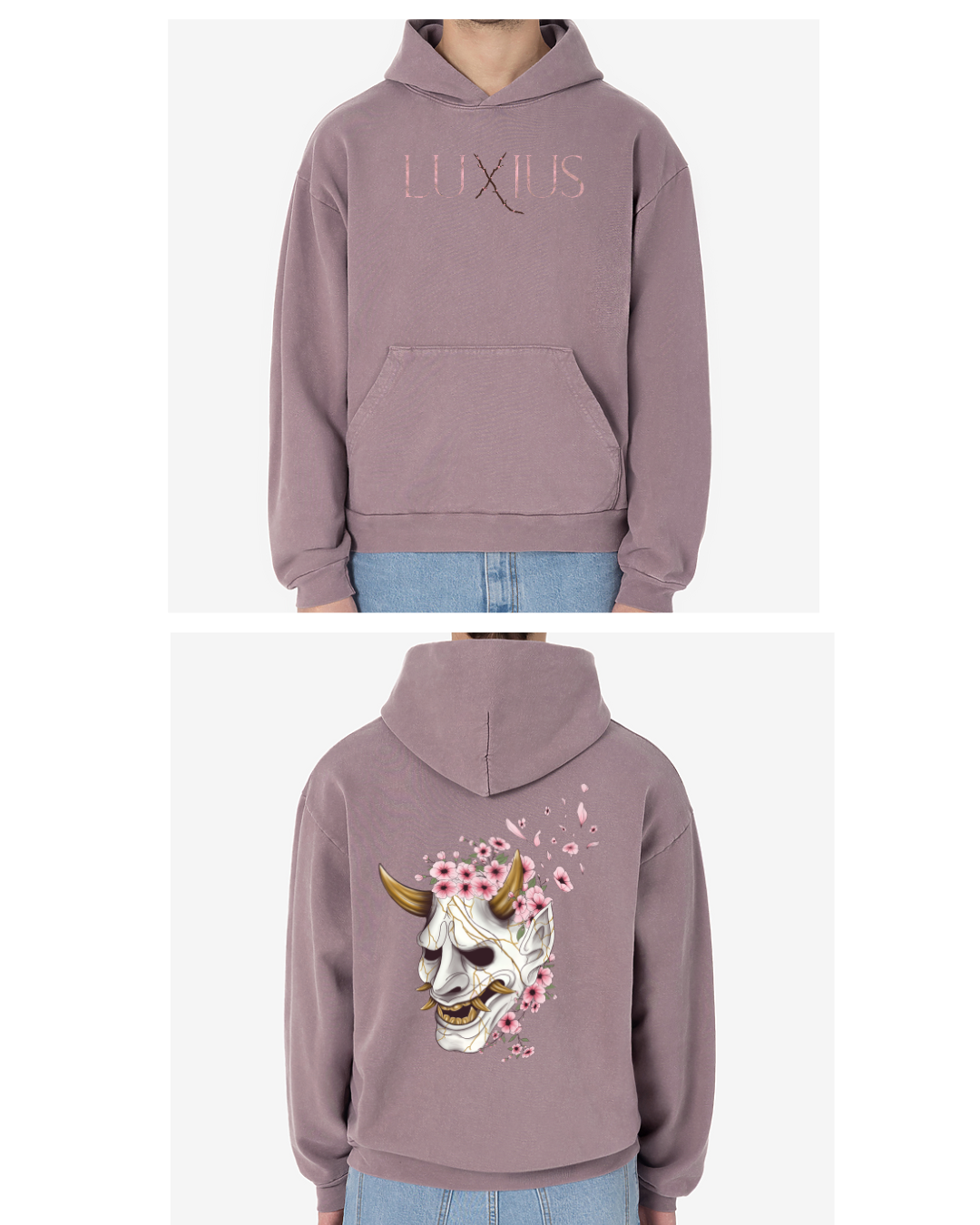 "Sakura Mask" Oversized Hoodie- Mauve