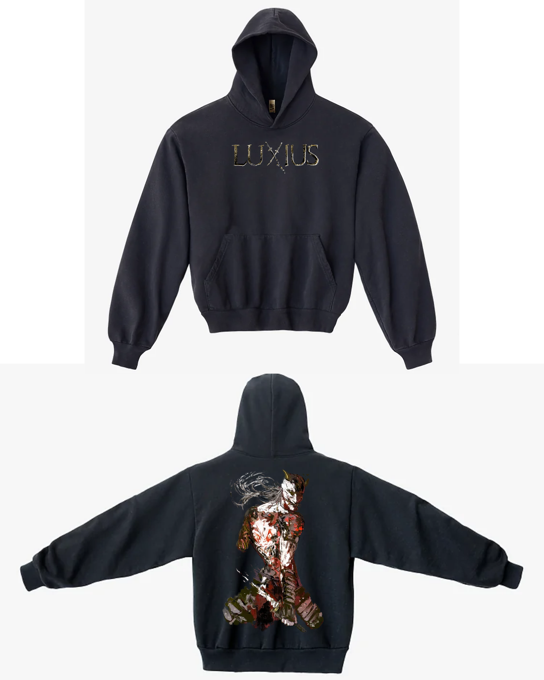 Tatted Samurai Oversized Hoodie- Black