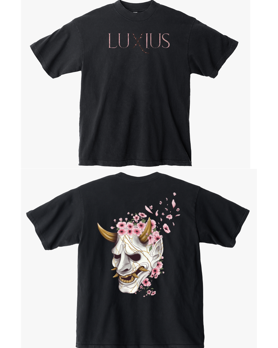 "Sakura Mask" Oversized Tee- Black