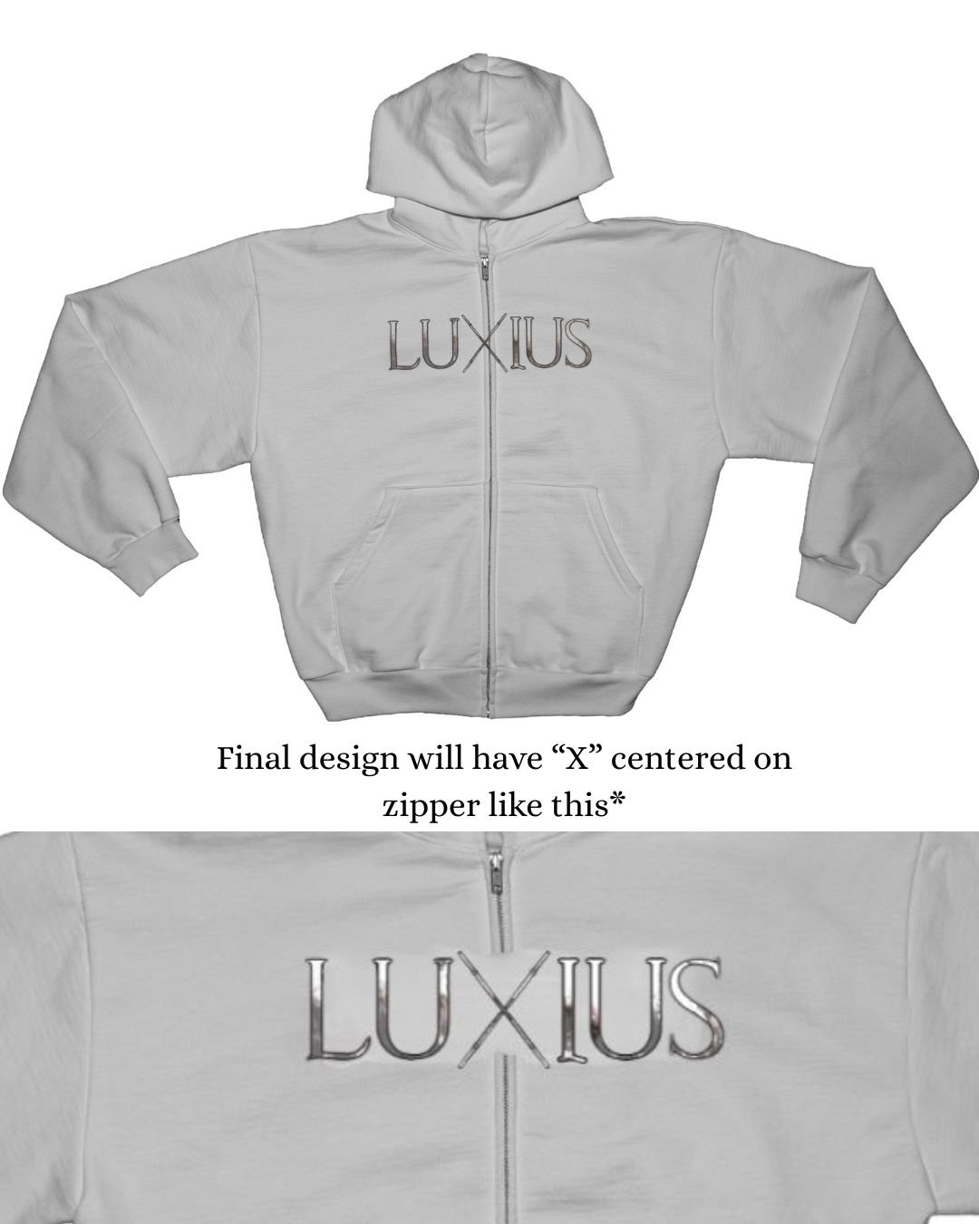 "Iron Lab" Crop Zip Hoodie- White