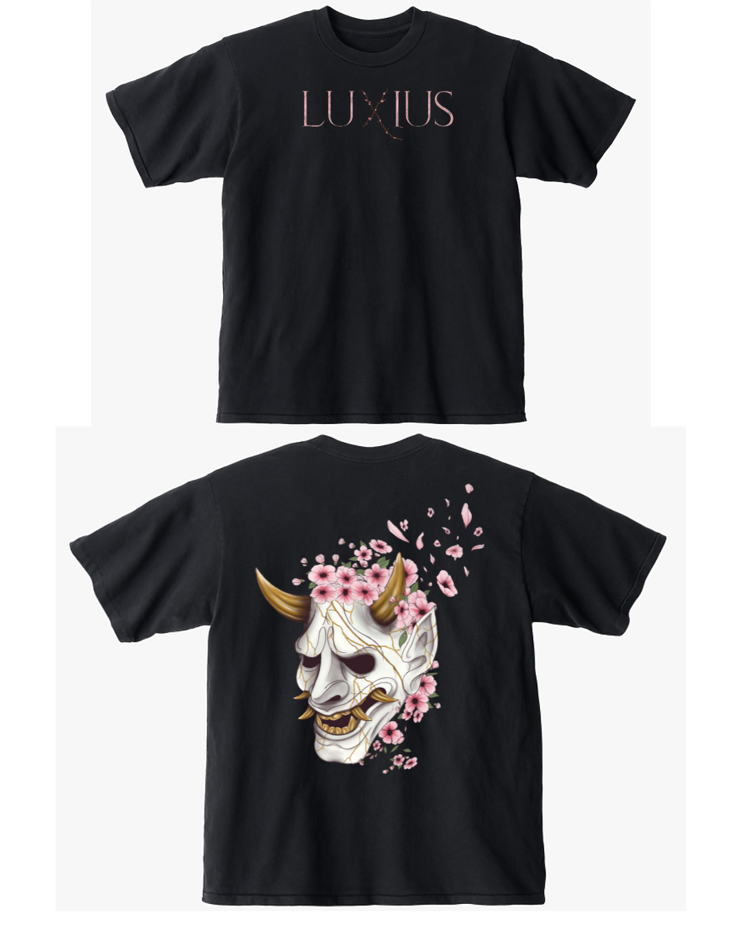"Sakura Mask" Oversized Deluxe Tee- Black