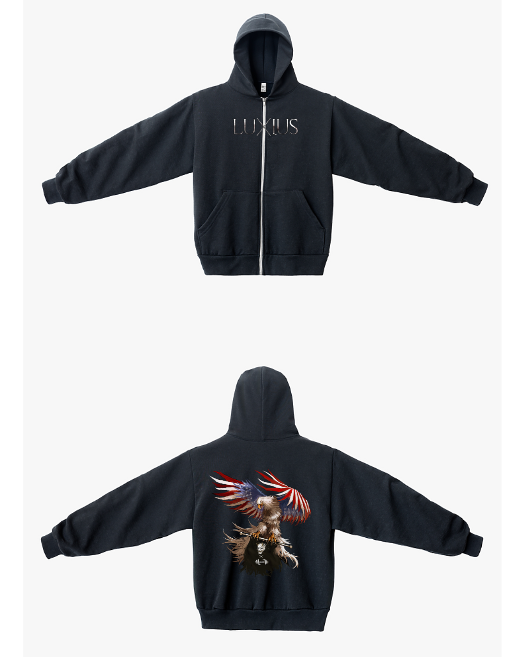 "Iron Lab" Crop Zip Hoodie- Black