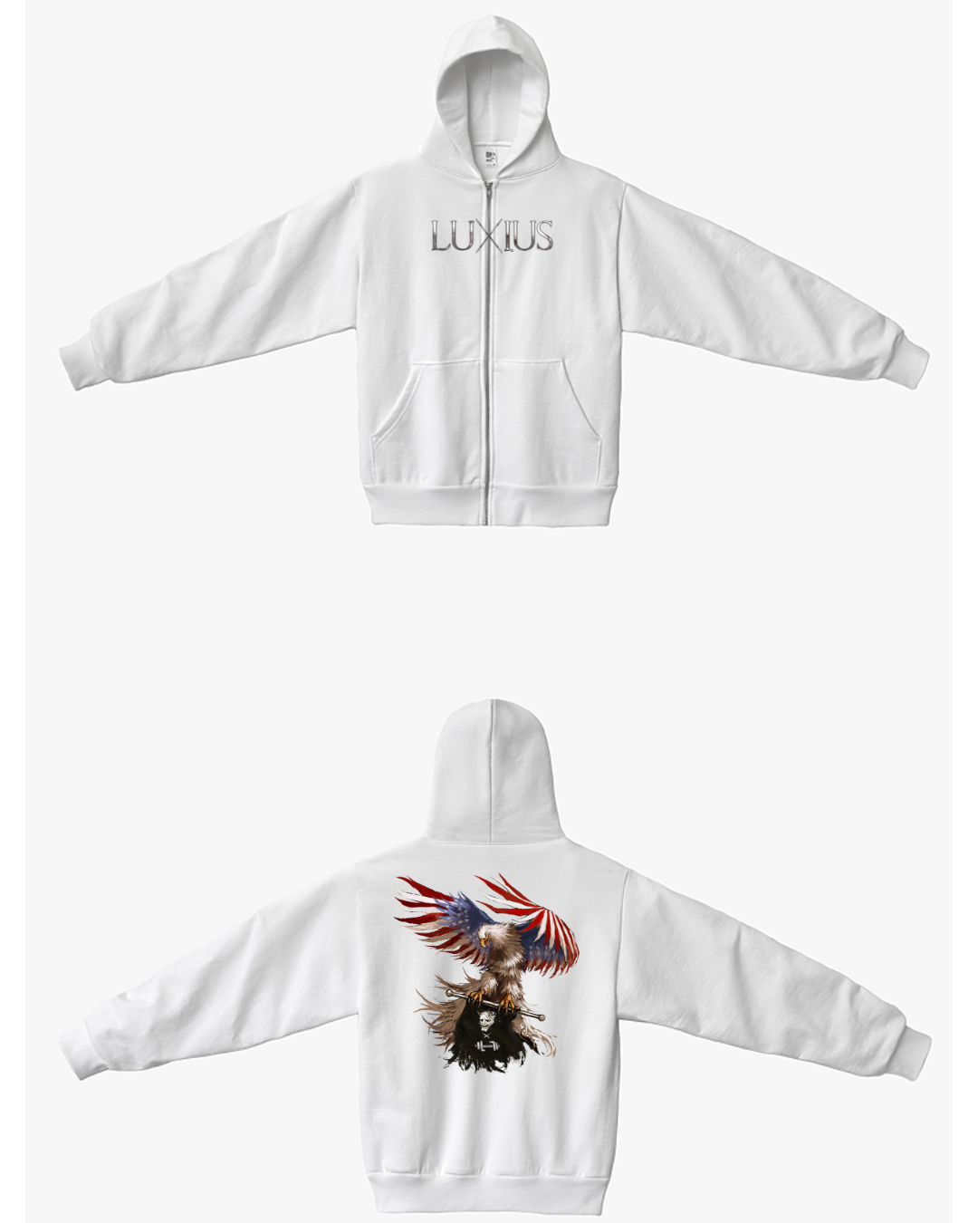 "Iron Lab" Crop Zip Hoodie- White